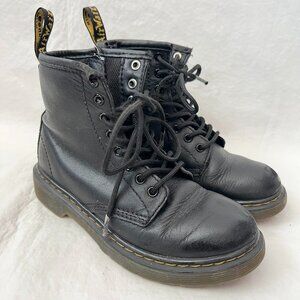 Dr Martens 1460 J Boots black leather lace up zip kids size 13 docs combat